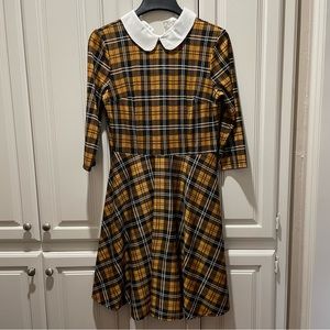 ModCloth Yellow & Black Plaid Dress - L